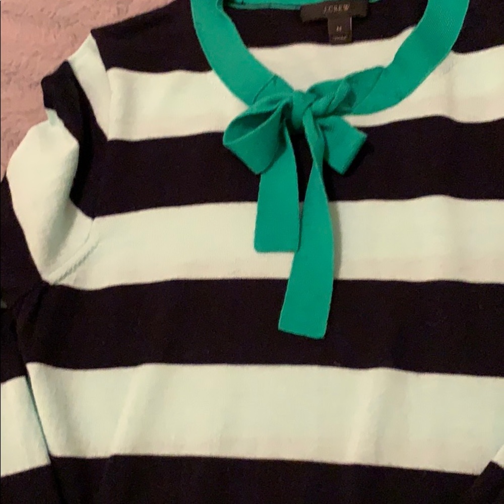 Size M J Crew green and navy blouse.